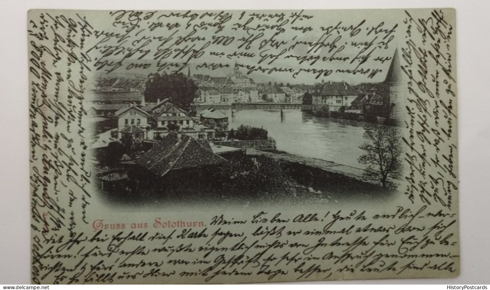 Gruss Aus Solothurn, Mondschein-AK, Panorama, 1898 - Soleure