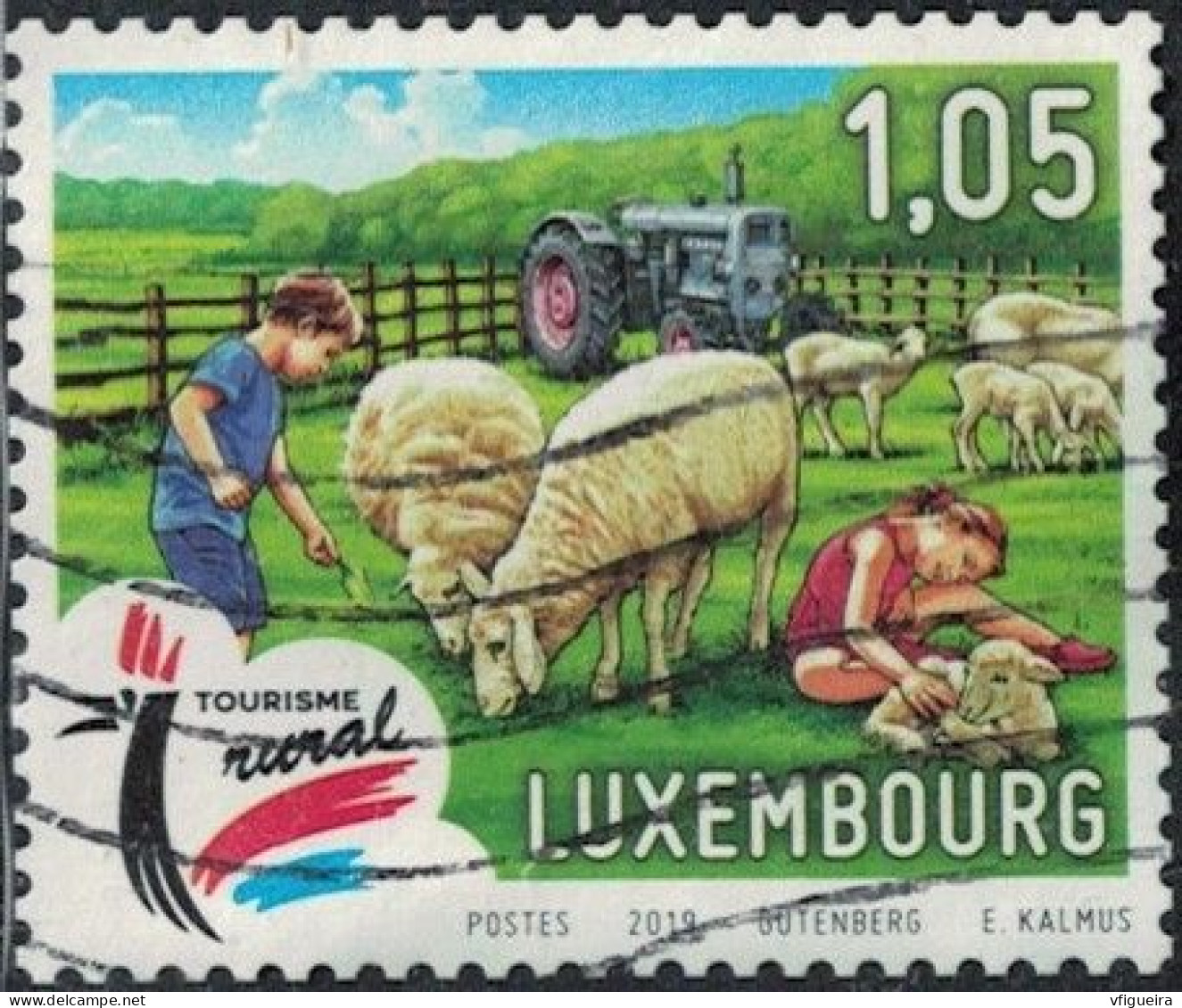 Luxembourg 2019 Oblitéré Used Scène Champêtre Enfants Caressant Les Moutons Y&T LU 1519 SU - Used Stamps