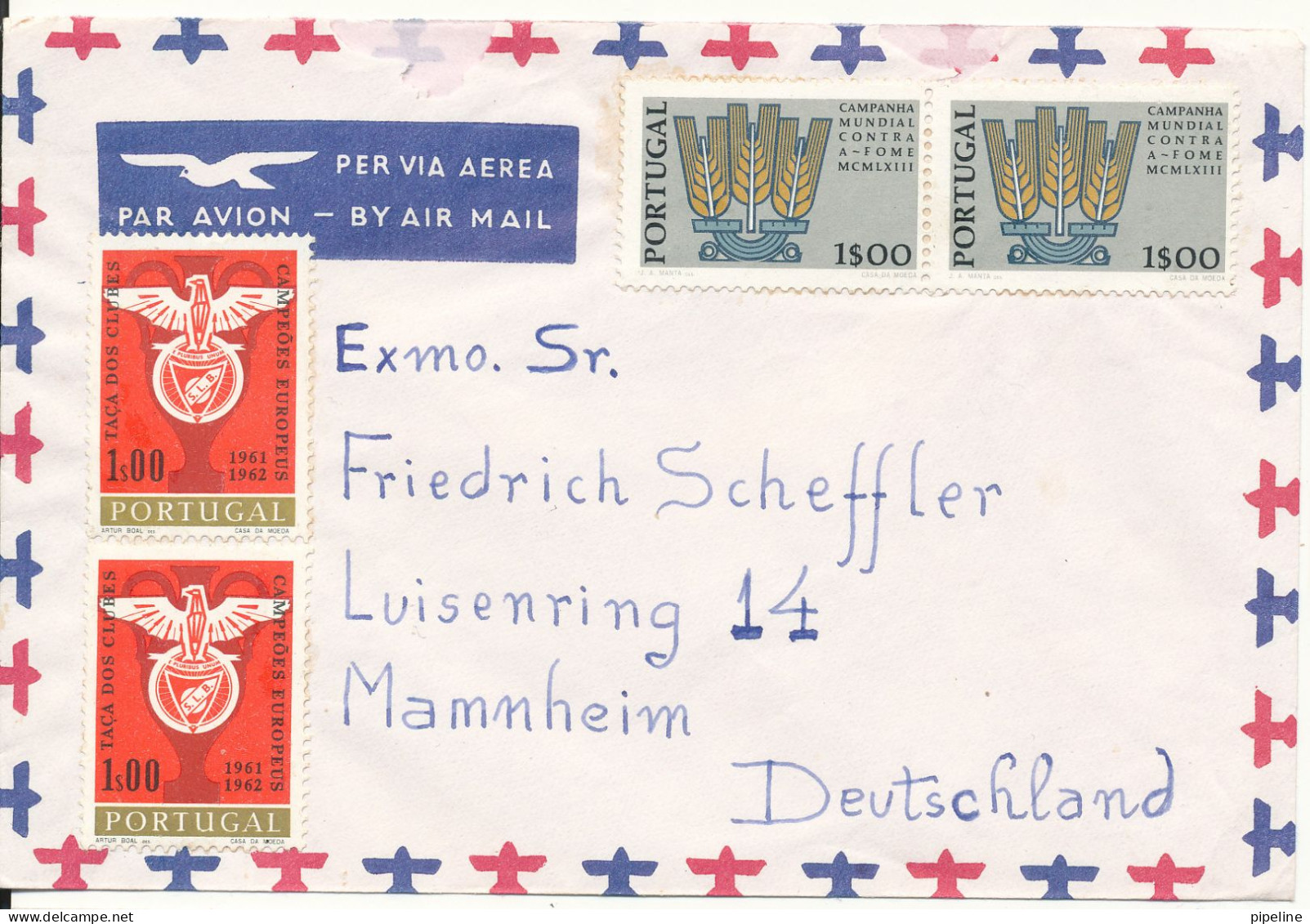 Portugal Air Mail Cover Sent To Germany No Postmark On Stamps Or Cover - Lettres & Documents