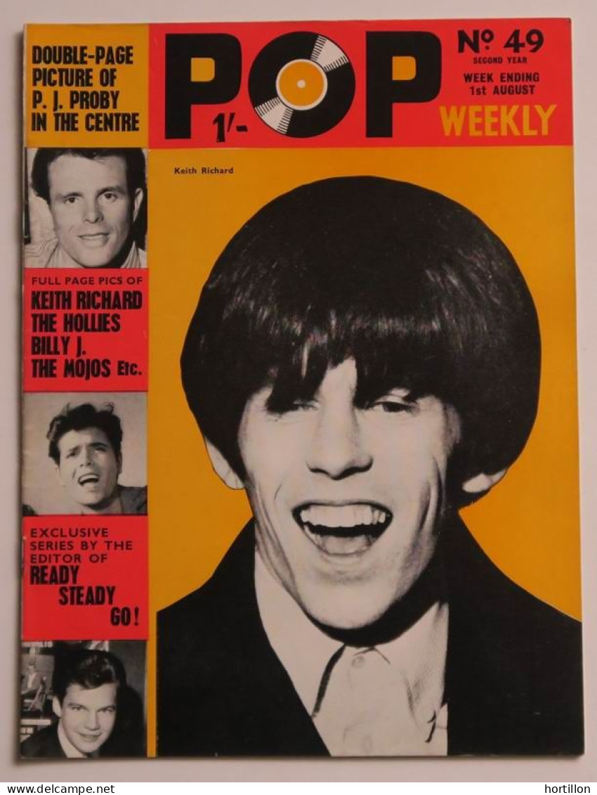 Magazine Revue UK POP WEEKLY N°49 01/08/1964 KEITH RICHARD / ROLLING STONES / ANIMALS / HOLLIES - Cultura