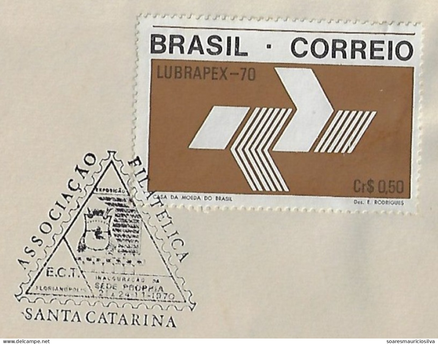 Brazil 1970 Cover Commemorative Cancel Inauguration Of The Headquarter Of Santa Catarina Philatelic Association - Covers & Documents