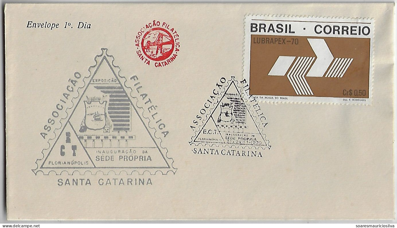 Brazil 1970 Cover Commemorative Cancel Inauguration Of The Headquarter Of Santa Catarina Philatelic Association - Storia Postale