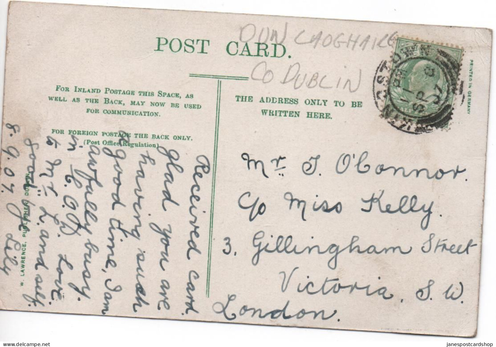 WATERFALL - DEVIL'S GLEN - COUNTY WICKLOW WITH KINGSTOWN DUN LAOGHAIRE - COUNTY DUBLIN POSTMARK - Wicklow