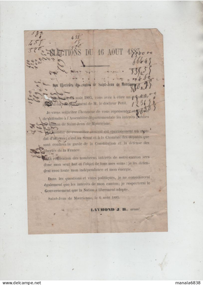 Réparation Alambic Laymond Saint Jean De Maurienne Elections Août 1885 - Agricoltura