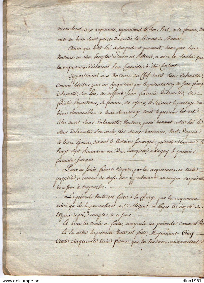 VP22.696 - Acte De 1807 - Vente De Terre Sise à THORIGNY Par M. DELAMOTTE De LAGNY à BUREAU, Marchand De Fer & Epicier - Manuscrits