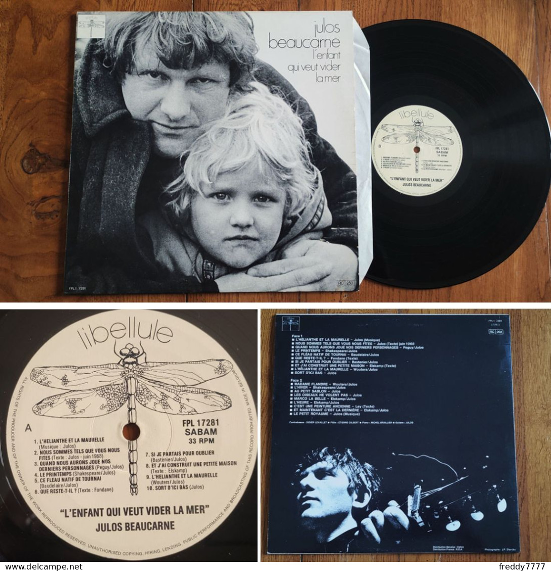 RARE LP 33t RPM (12") JULOS BEAUCARNE «L'enfant Qui Veut Vider La Mer» (Belgique, 1976) - Collectors