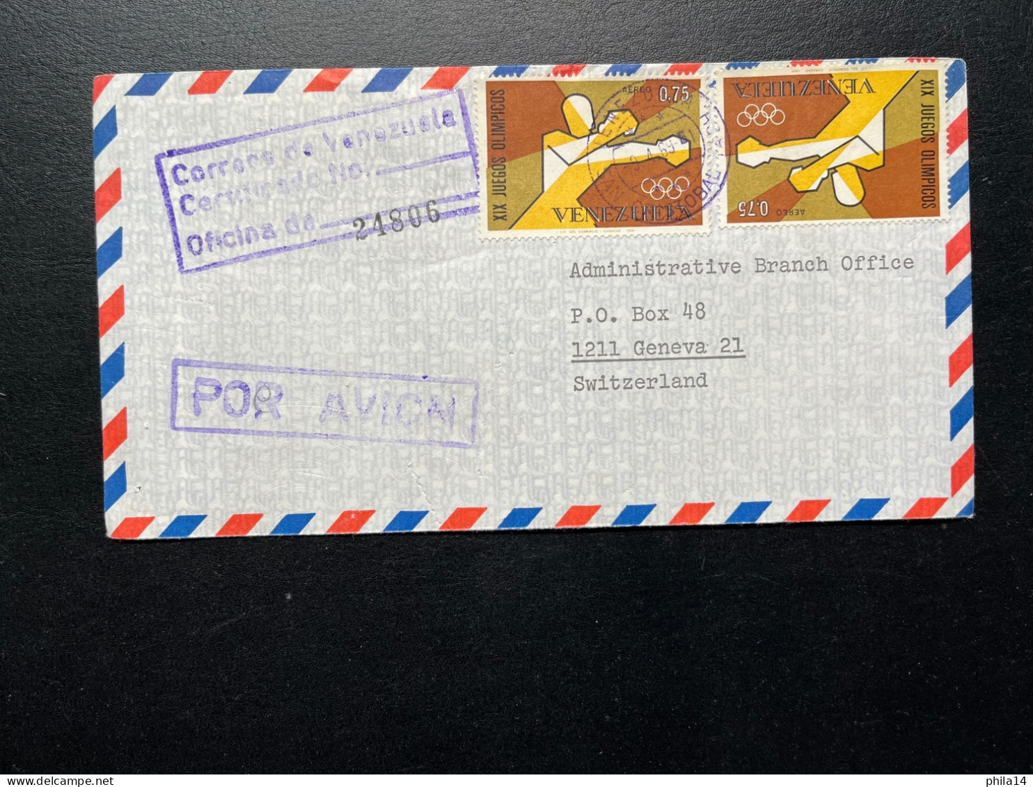 ENVELOPPE VENEZUELA 1969 SAN CRISTOBAL POUR GENEVE SUISSE / BOXE - Venezuela