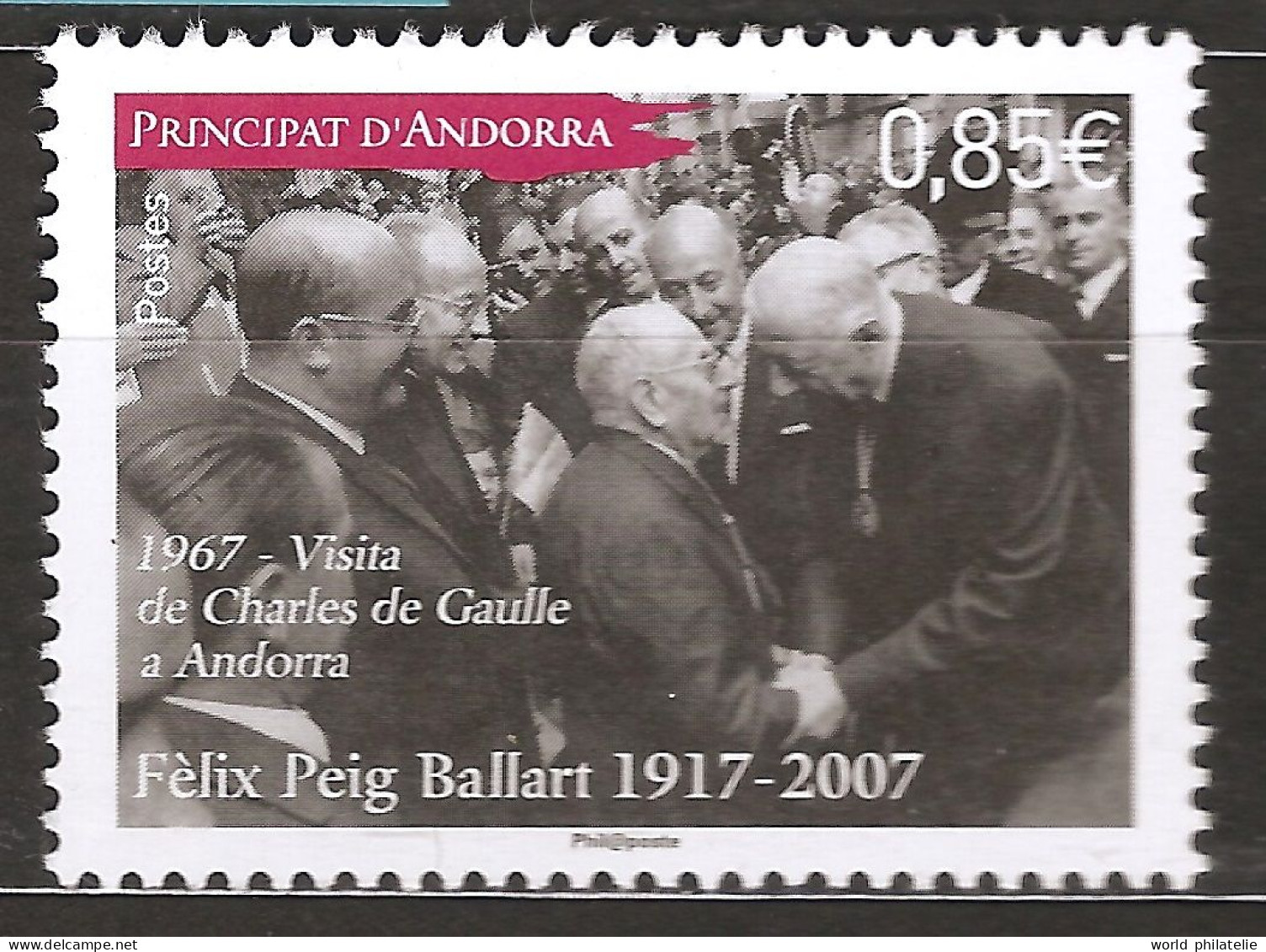 Andorre Français 2017 N° 803 ** Photographie, Photo, Presse, Felix Peig Ballart, Charles De Gaulle, Navarri, Paparazzi - Ungebraucht