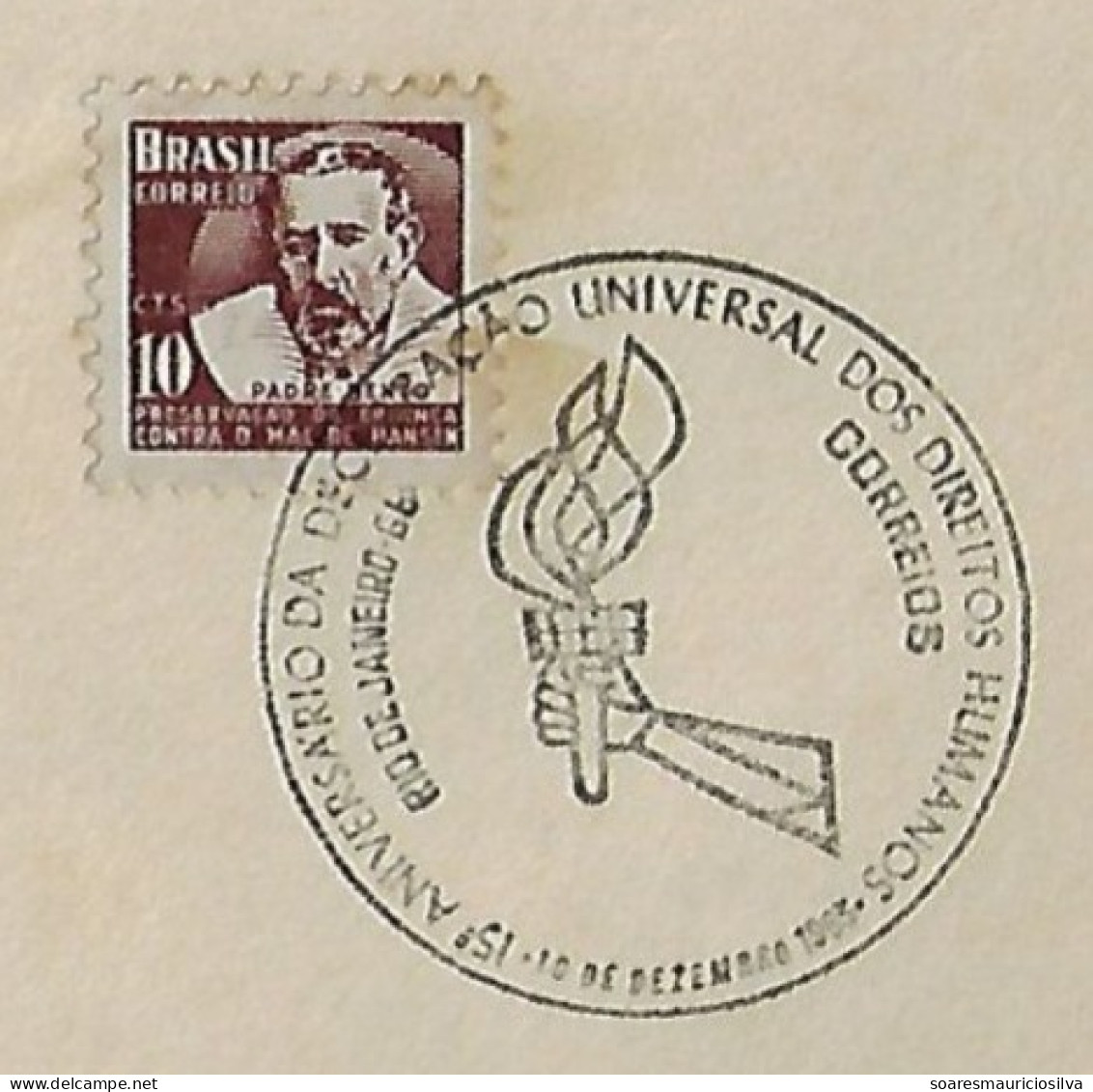 Brazil 1963 Cover Commemorative Cancel 15th Anniversary Of The Universal Declaration Of Human Rights Arm And Torch - Cartas & Documentos