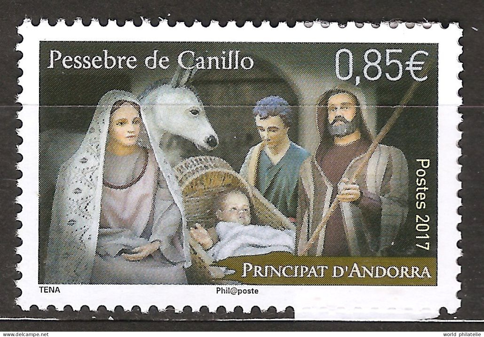 Andorre Français 2017 N° 808 ** Religion, Nativité, Noël, Jésus, Âne, Pessebre De Canillo, Crèche, Landau, Porte, Marie - Unused Stamps