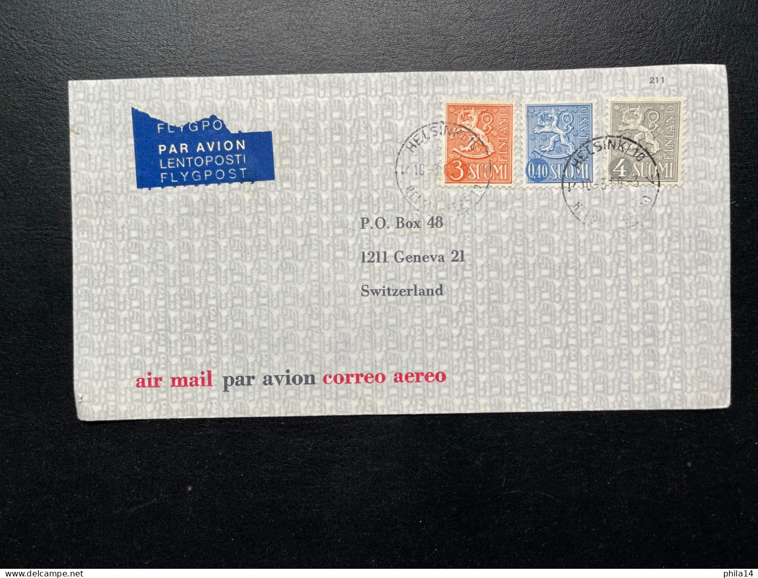 ENVELOPPE FINLANDE 1969 HELSINKI POUR GENEVE SUISSE - Lettres & Documents