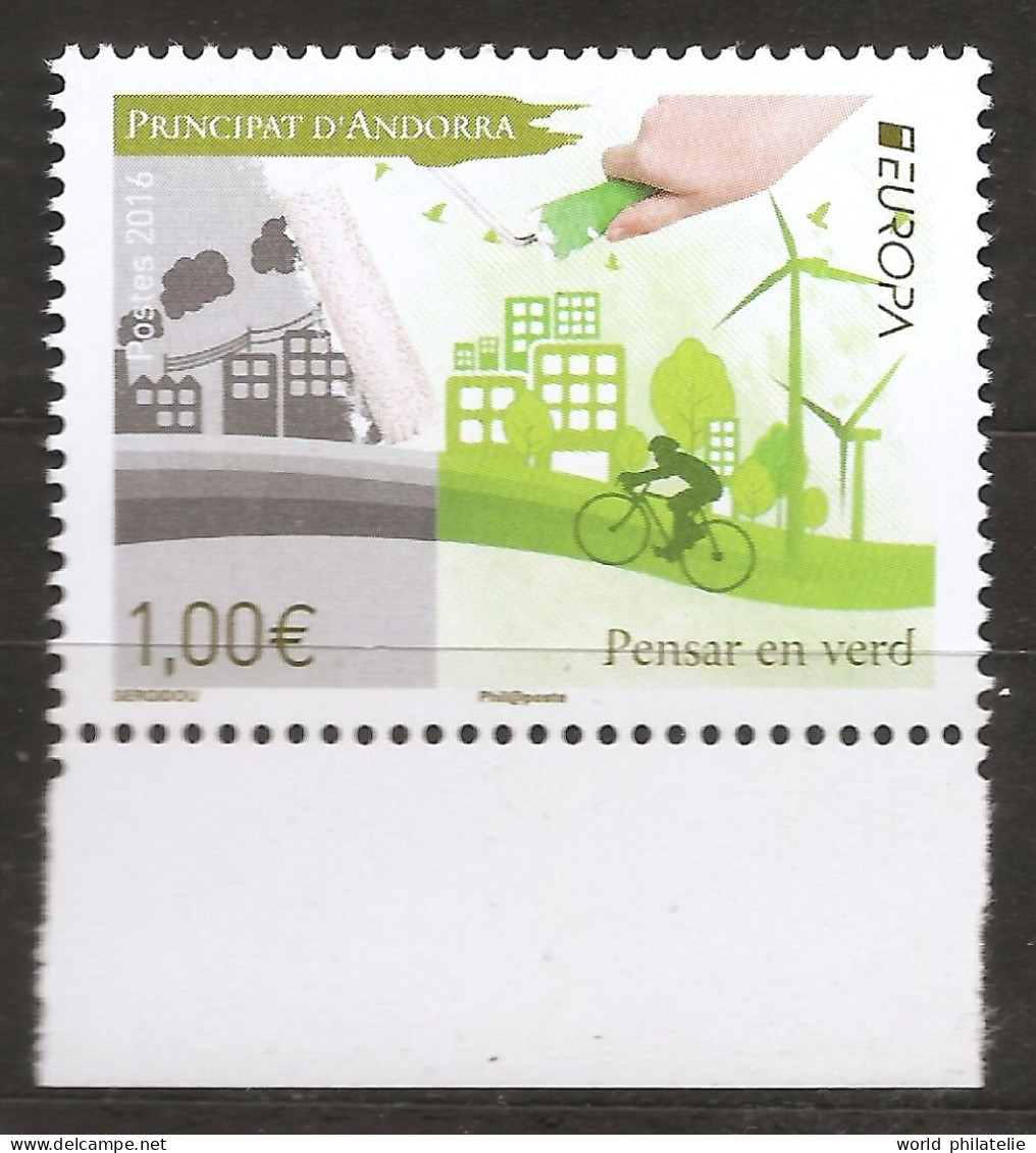 Andorre Français 2016 N° 783 ** Europa, Emission Conjointe, Main, Eoliennes, Ecologie, Vélo, Cyclisme, Usine, Ecologie - Ungebraucht