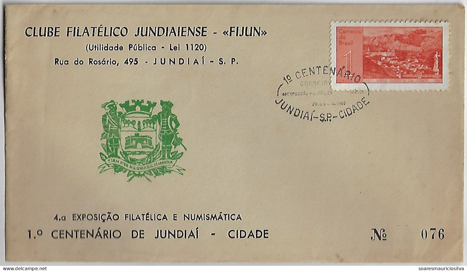 Brazil 1965 Cover And Commemorative Cancel 1st Centenary Of Jundiaí City - Brieven En Documenten