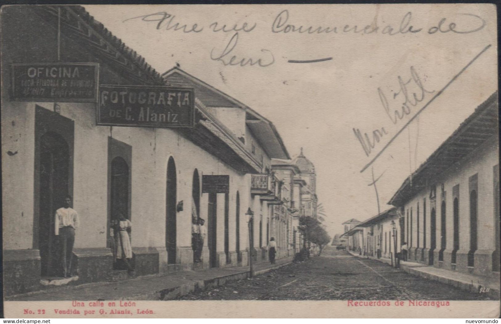 Nicaragua.calle De León Establecimiento De Fotografia De G.Alaniz Editada Por G.Alaniz.Rarisima - Nicaragua