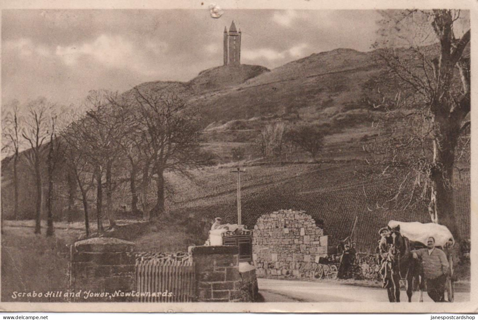 SCRABO HILL AND TOWER NEWTOWNARDS - COUNTY DOWN - IRELAND  - BBELFAST  POSTMARK -1947 - Down