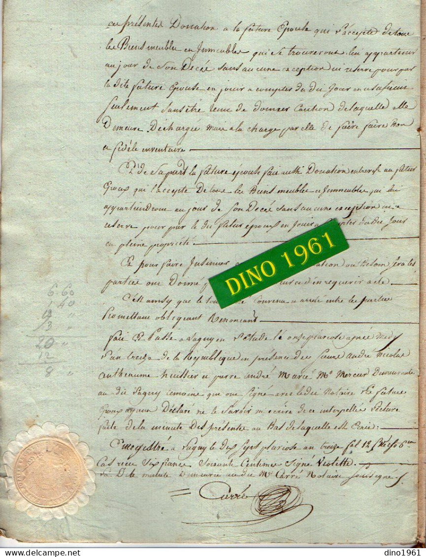 VP22.699 - LAGNY - Acte An 13 - Contrat De Mariage - M. DURAND à EMERAINVILLE & Melle DUMES à LOGNES - Manuscrits