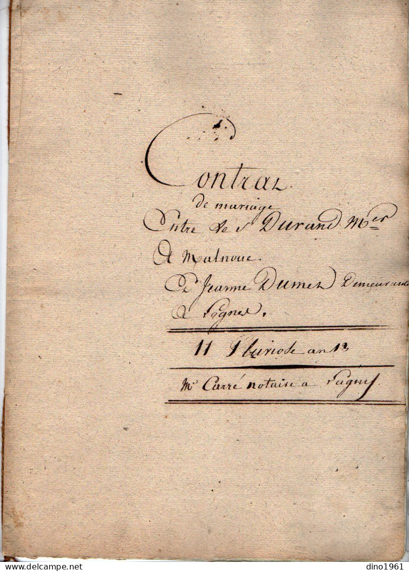 VP22.699 - LAGNY - Acte An 13 - Contrat De Mariage - M. DURAND à EMERAINVILLE & Melle DUMES à LOGNES - Manuscrits