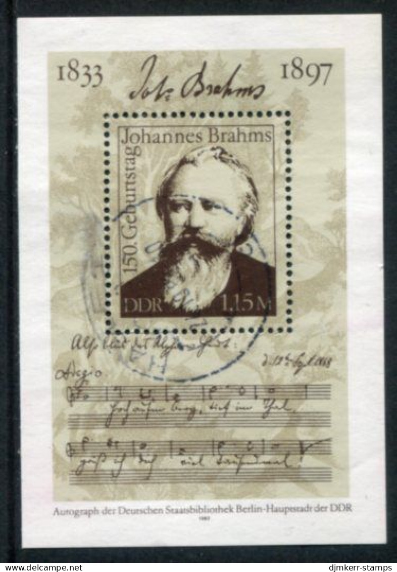 DDR 1983  Brahms Anniversary Block  Postally Used.  Michel Block 69 - Gebraucht