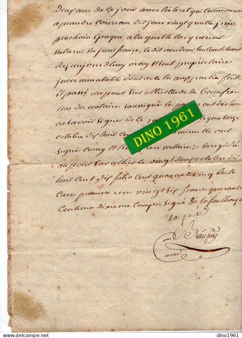 VP22.700 - Acte De 1810 - Vente D'une Grange Située à SAINT - PONT - SUR - ALLIER Par M. CHAMBIGE à M. FAURE - Manuscripts