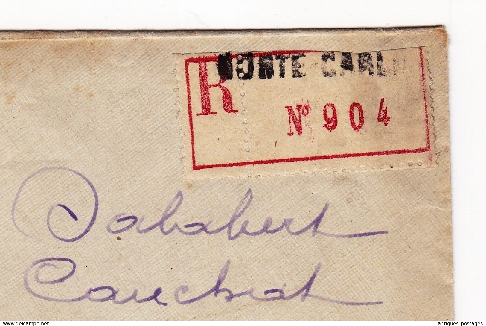 Lettre Recommandée 1926 Monte Carlo Monaco VIADUC SAINTE DEVOTE 1.05F - Brieven En Documenten