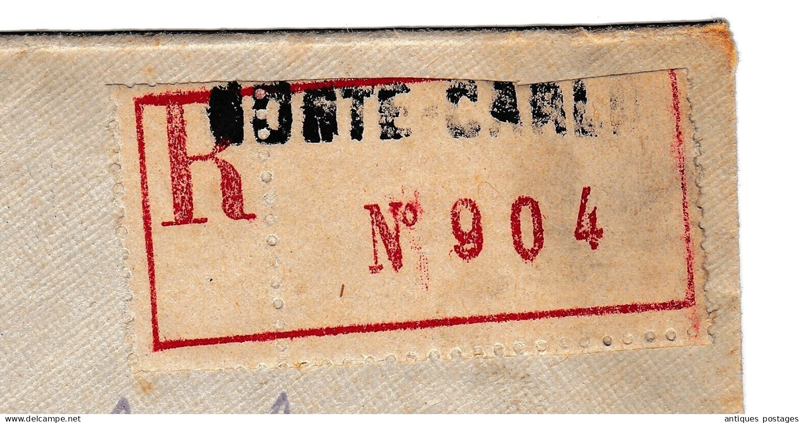 Lettre Recommandée 1926 Monte Carlo Monaco VIADUC SAINTE DEVOTE 1.05F