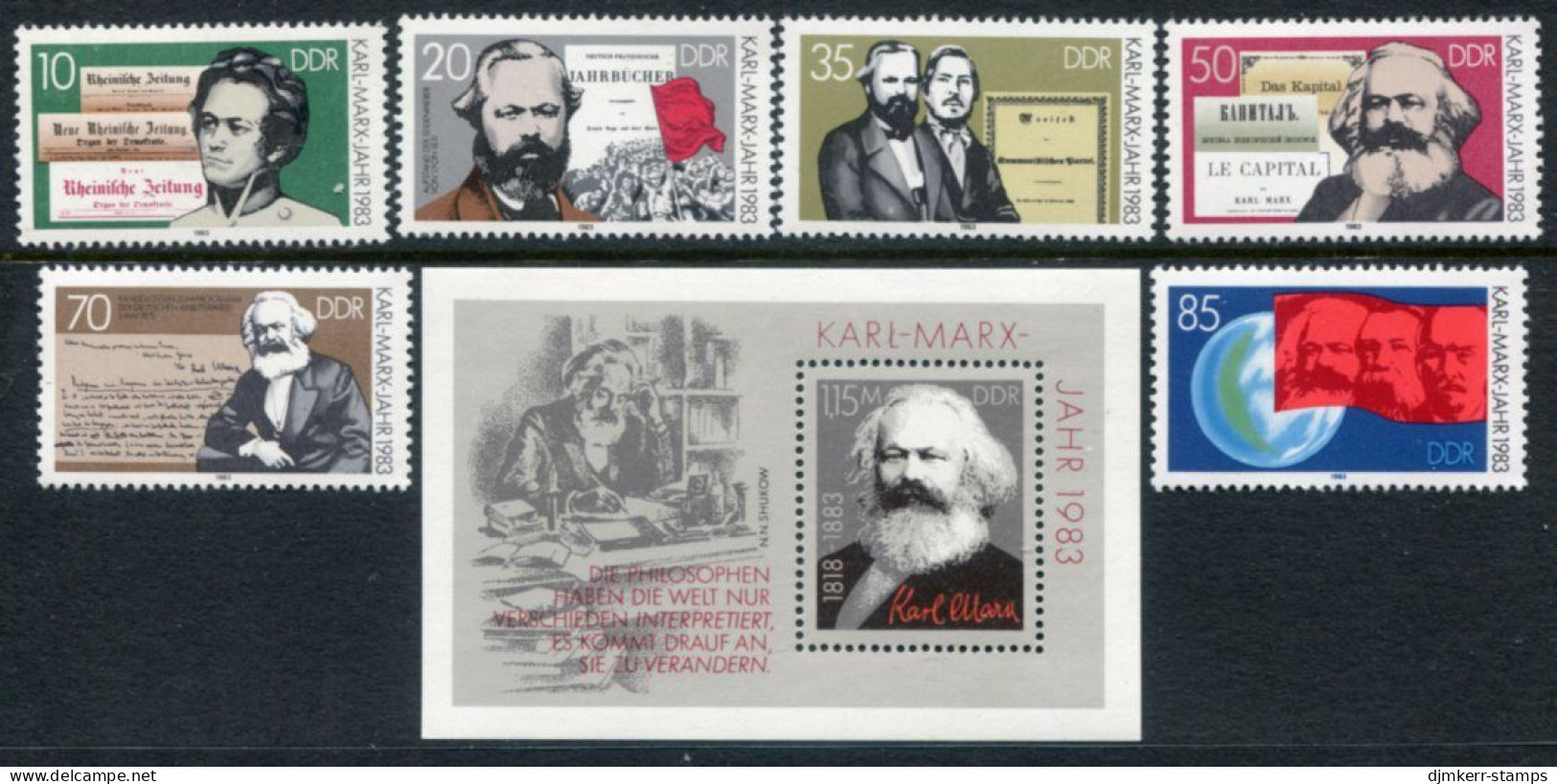 DDR 1983  Marx Centenary Set And Block MNH / **.  Michel 2783-88, Block 71 - Unused Stamps