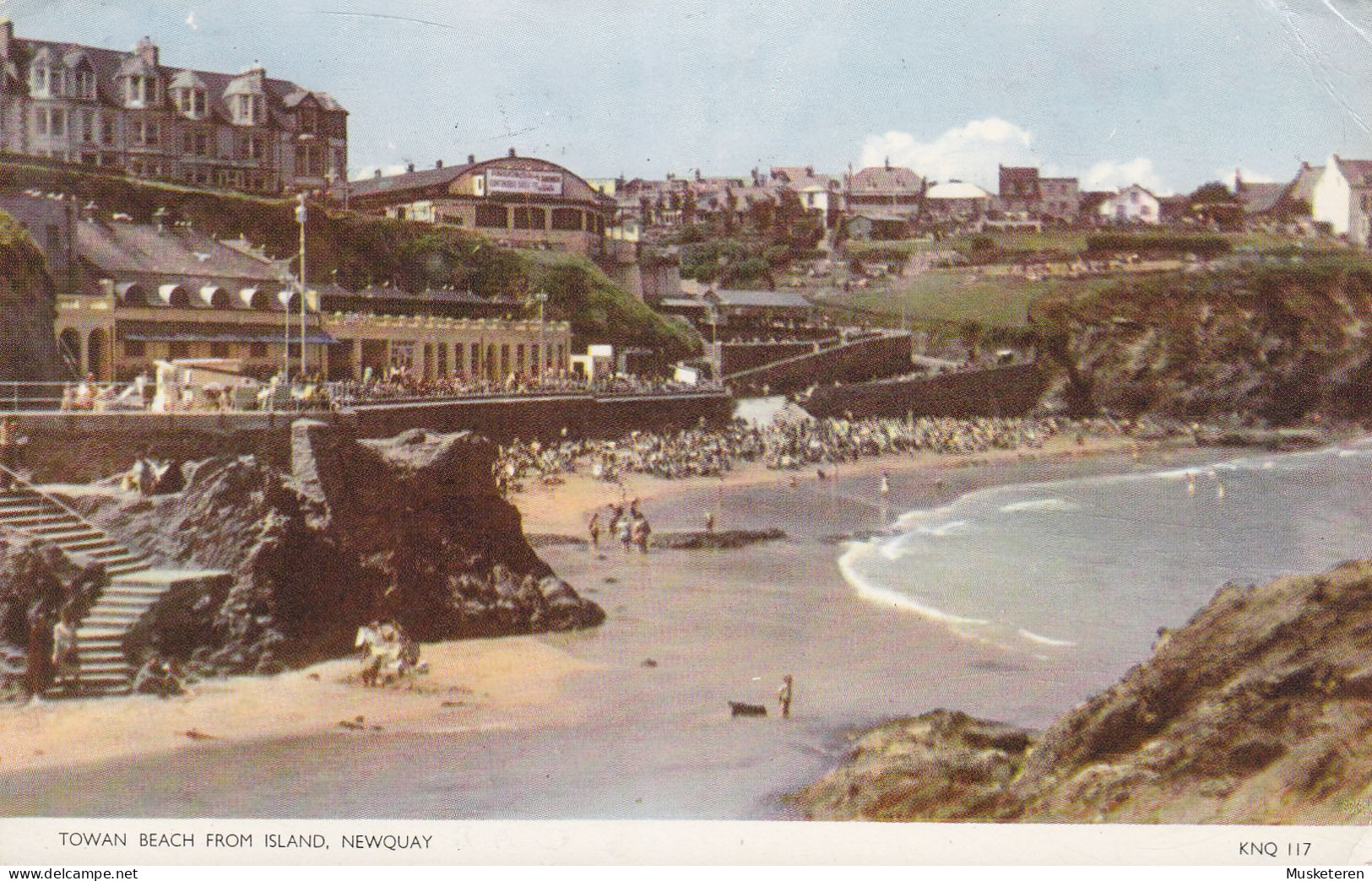 United Kingdom PPC Towan Beach From Island, Newquay NEWQUAY Cornwall 1956 Denmark (2 Scans) - Newquay