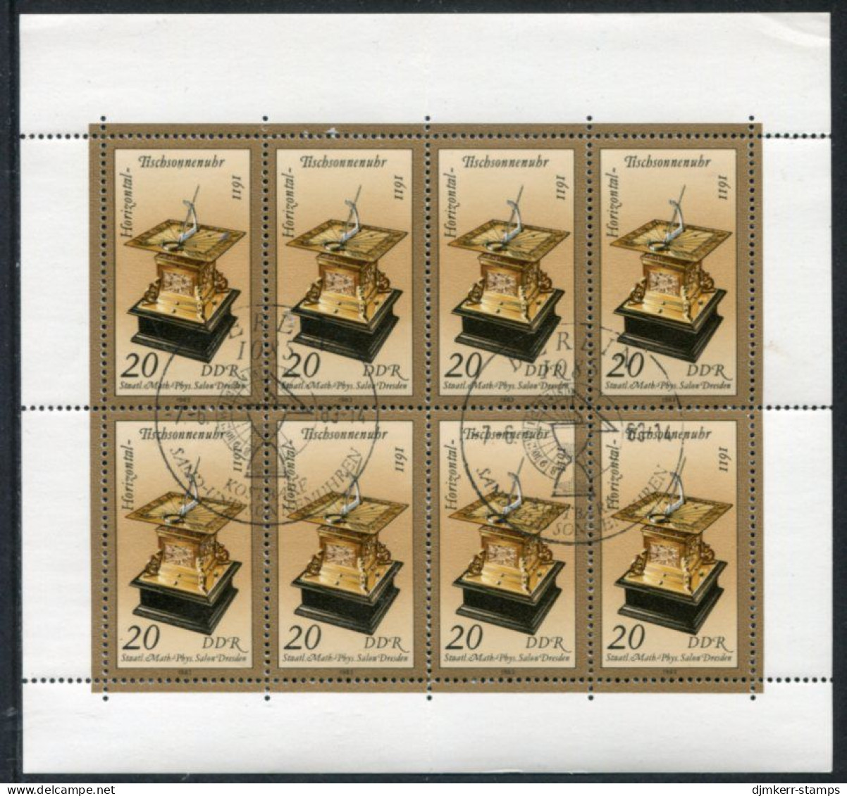 DDR 1983  Antique Sundials 20 Pf. Sheetlet Used.  Michel 2798 Kb - Used Stamps