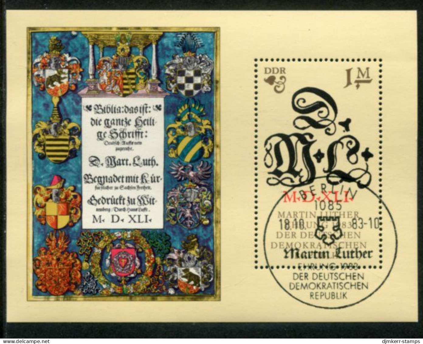 DDR 1983 Luther Quincentenary Block  Used.  Michel Block 73 - Usati