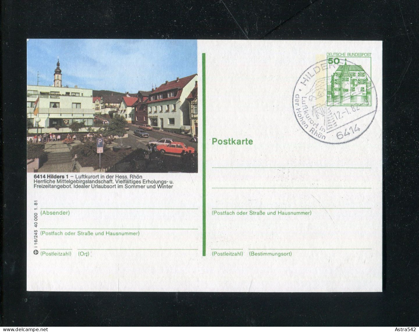 "BUNDESREPUBLIK DEUTSCHLAND" Bildpostkarte Mit Bildgleichem Stempel Ex "HILDERS" (3721) - Cartes Postales Illustrées - Oblitérées