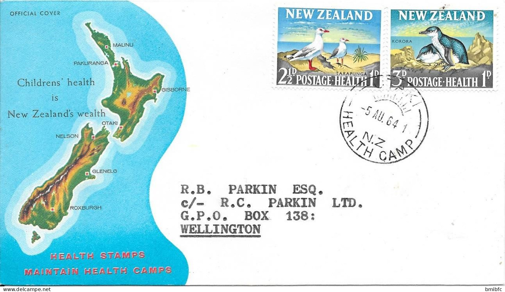 NEW ZEALAND - 5 AU 64 - HEALTH CAMP - Storia Postale