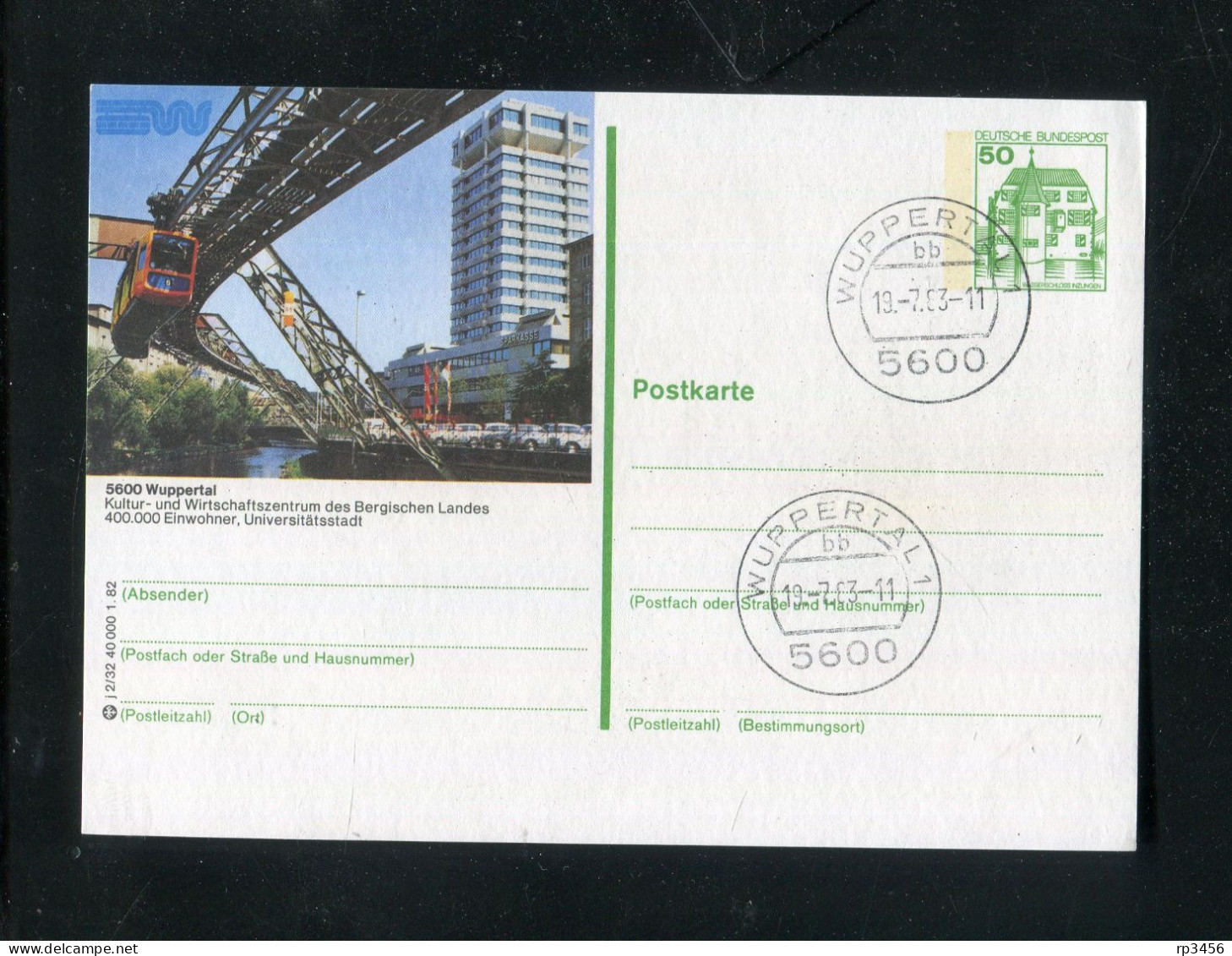 "SCHWEBEBAHN" Entsprechende Abbildung Auf Bildpostkarte Stegstempel "WUPPERTAL" (3728) - Tranvie