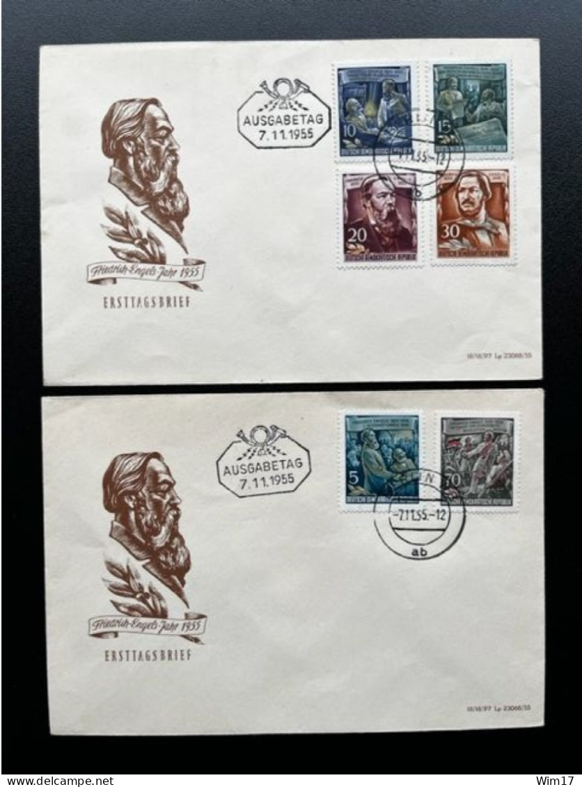 EAST GERMANY DDR 1955 FDC FRIEDRICH ENGELS MI 485/490 07-11-1955 OOST DUITSLAND - 1950-1970