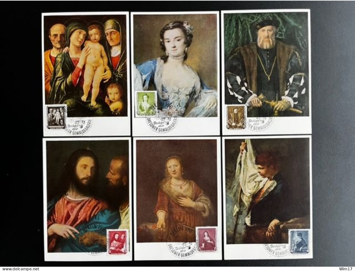 EAST GERMANY DDR 1957 SET OF 6 MAXIMUM CARDS PAINTINGS MI 586/591 26-06-1957 OOST DUITSLAND - Cartas Máxima