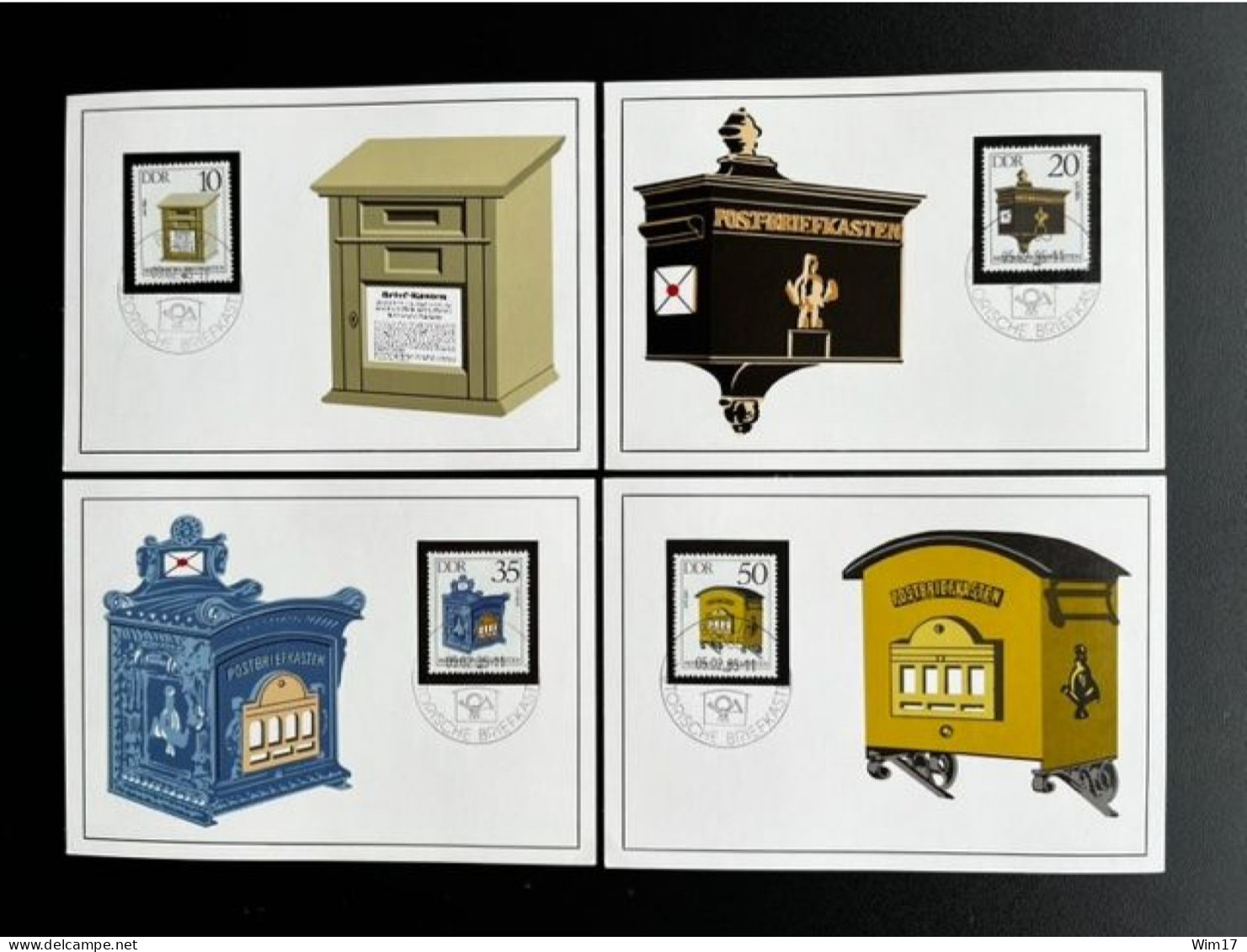 EAST GERMANY DDR 1985 SET OF 4 MAXIMUM CARDS MAILBOXES MI 2924/2927 05-02-1985 OOST DUITSLAND - Cartes-Maximum (CM)