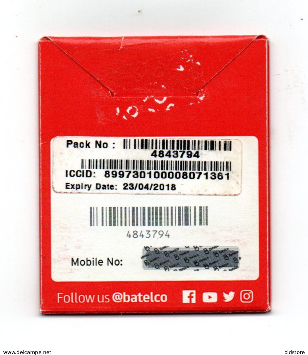 Bahrain Phonecards - GSM Simsim Prepaid Card With Card Chip - Mint - Batelco Red Card - ND 2018 - Bahrain