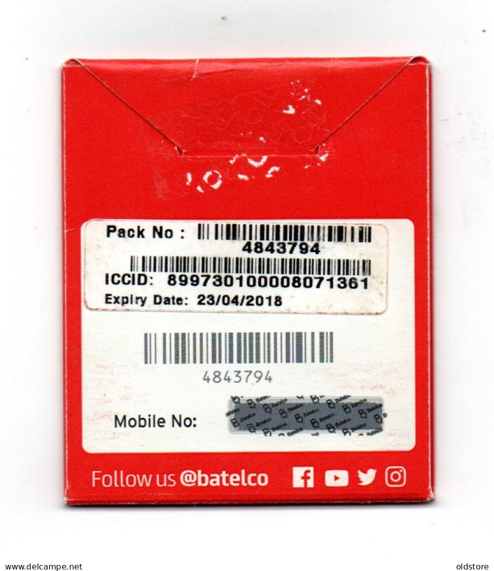 Bahrain Phonecards - GSM Simsim Prepaid Card With Card Chip - Mint - Batelco Red Card - ND 2018 - Bahrein