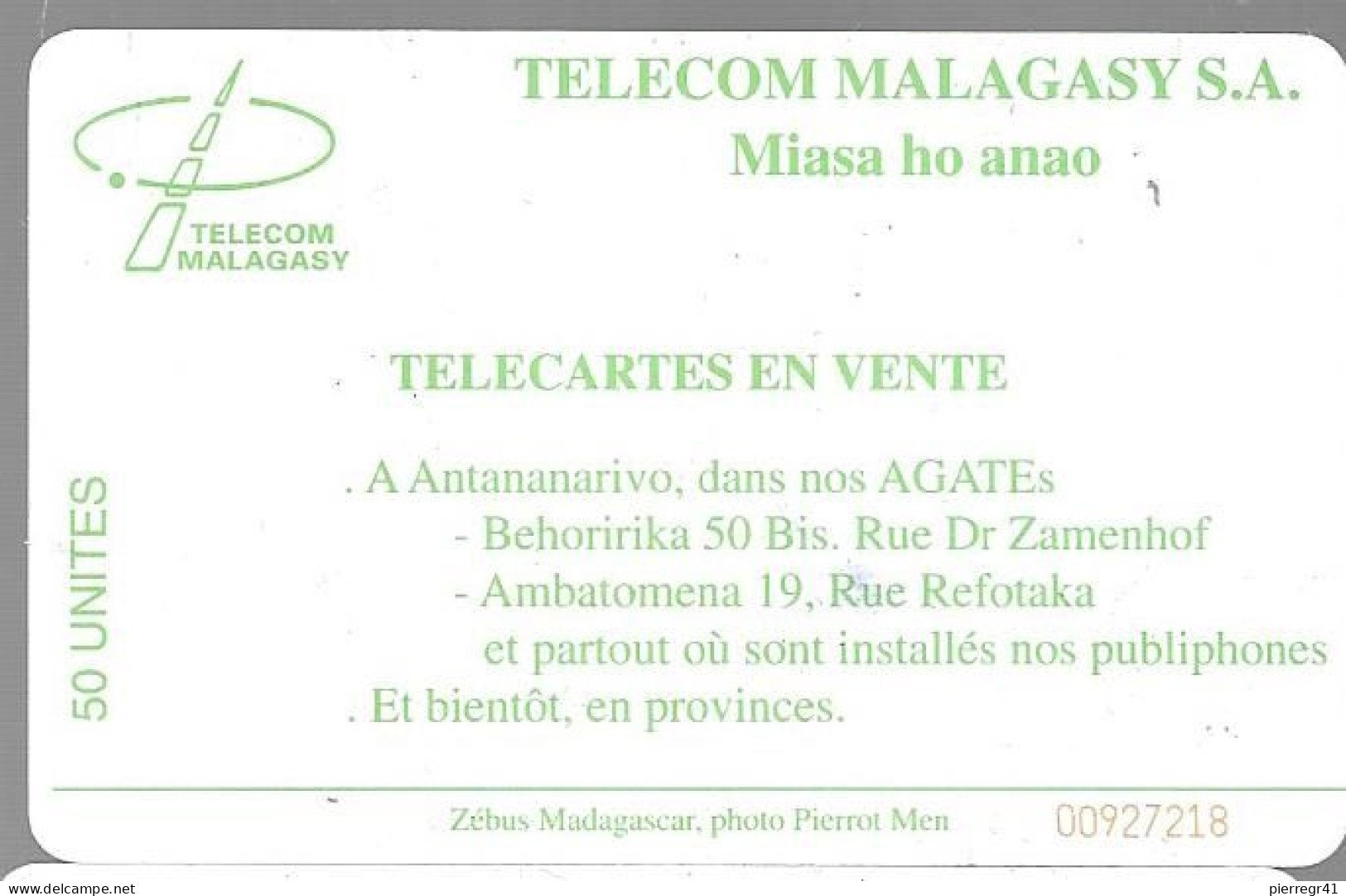 CARTE +PUCE-50U--SC7-MADAGACAR-ZEBUS-V°Au COEUR De La COMPETITION/ N°00927218-en Bas A Droite-TBE - Madagascar