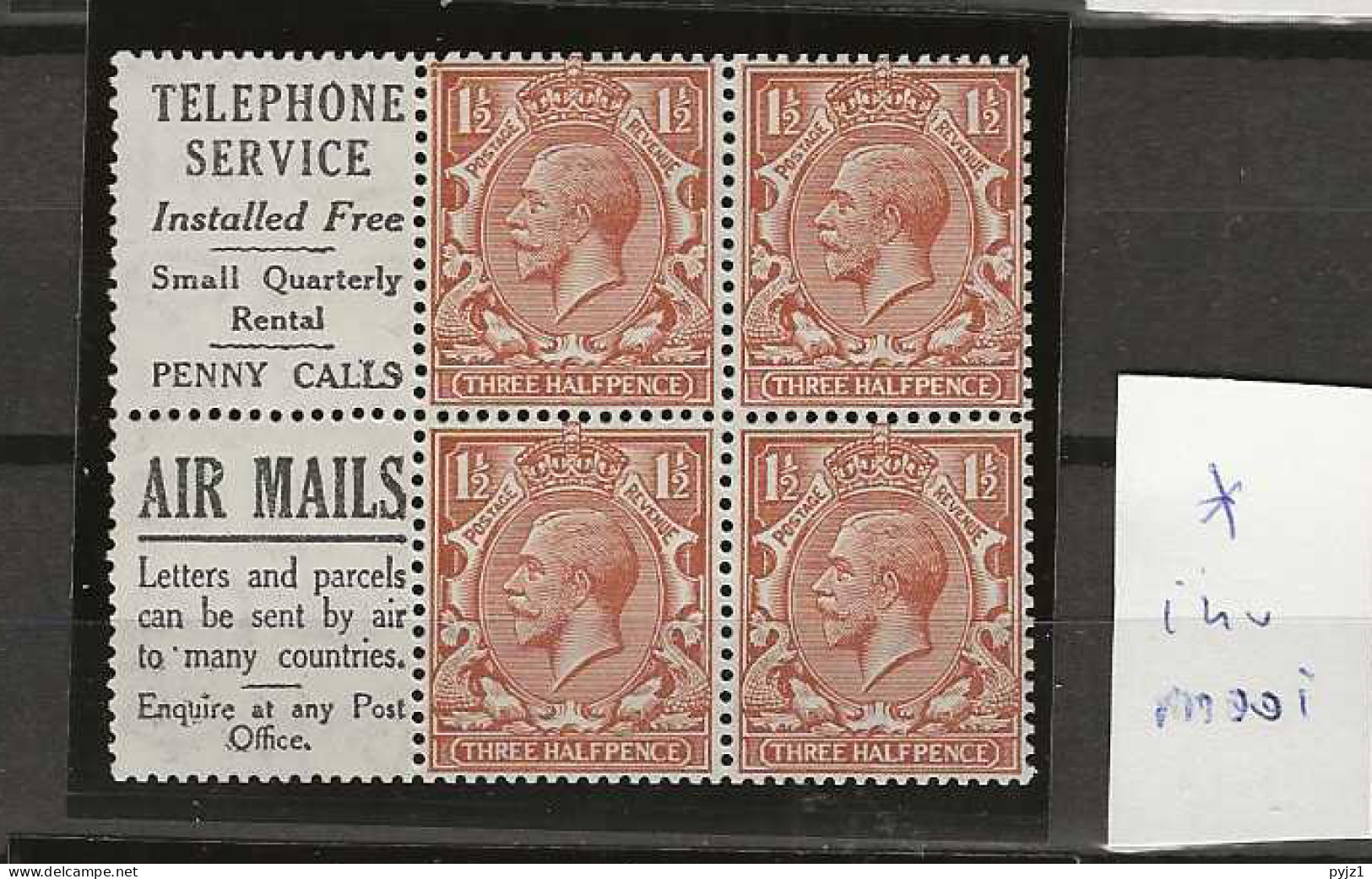 1924 MH Great Britain SG 420d Booklet Pane - Ungebraucht