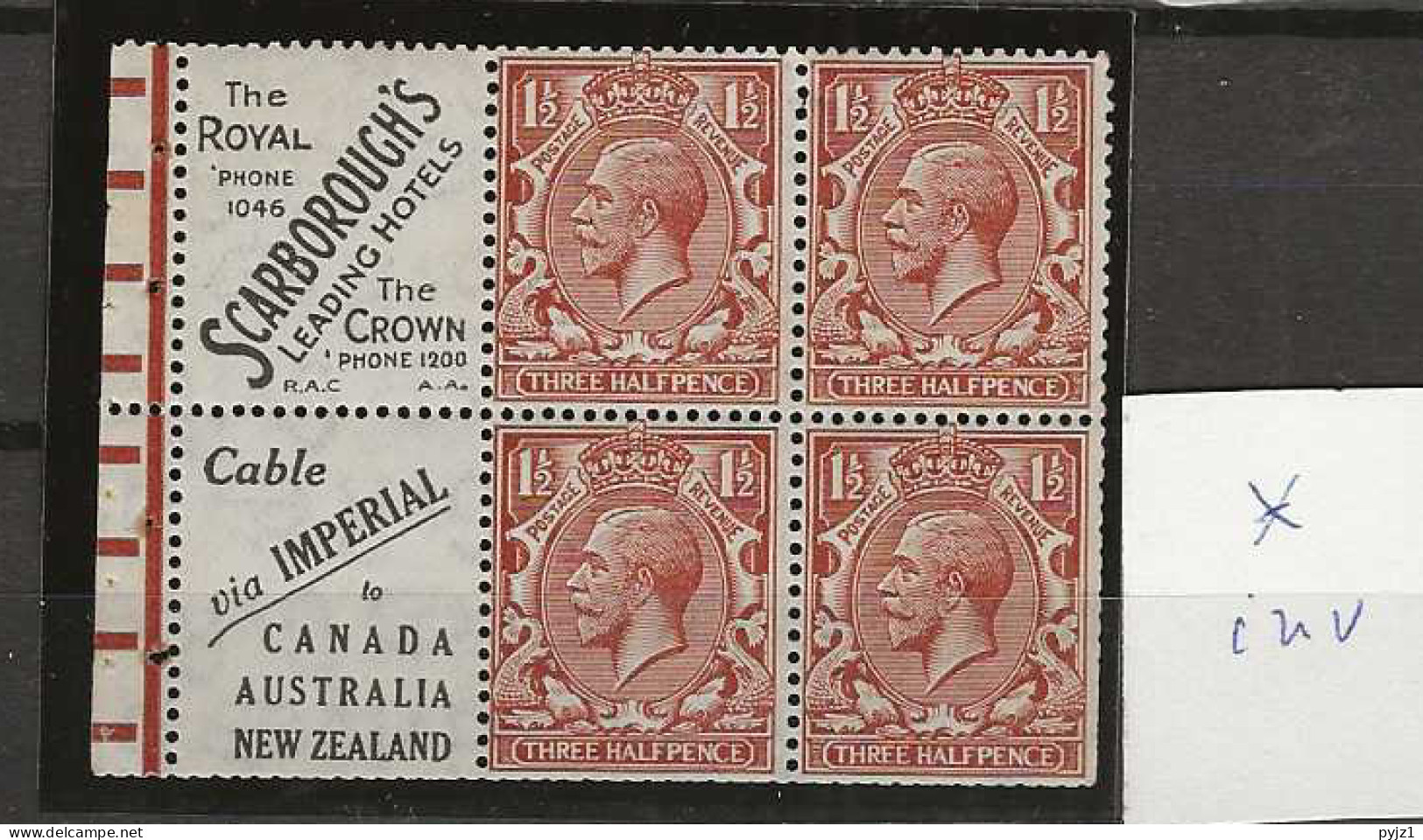 1924 MH Great Britain SG 420d Booklet Pane - Neufs