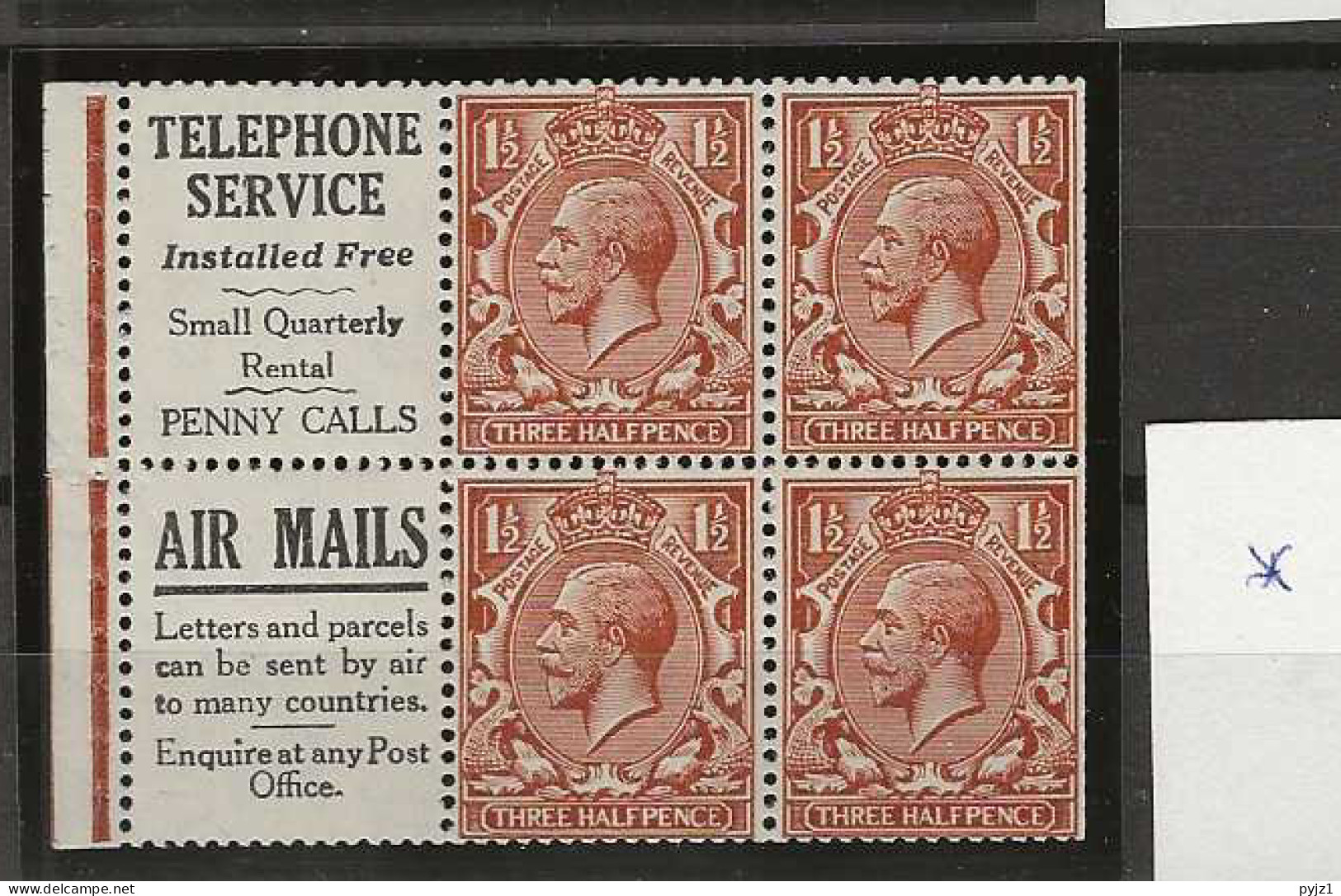 1924 MH Great Britain SG 420d Booklet Pane - Neufs