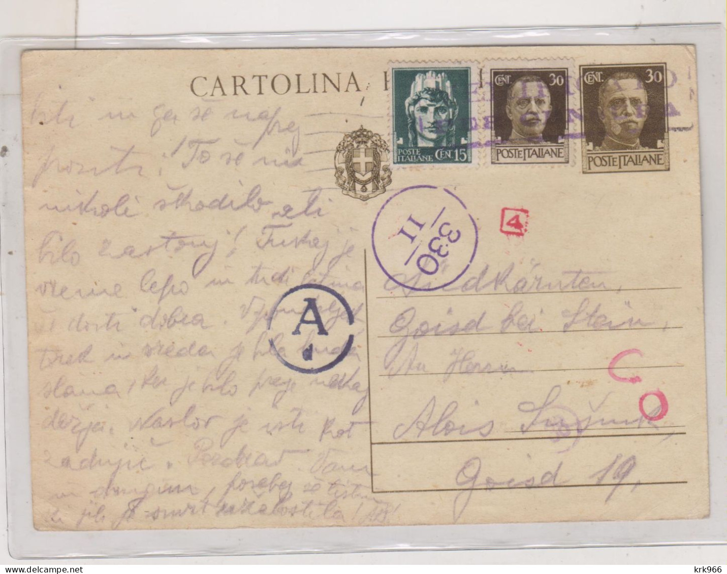 SLOVENIA,WW II Italy  1941  LJUBLJANA  Censored Postal Stationery - Slowenien