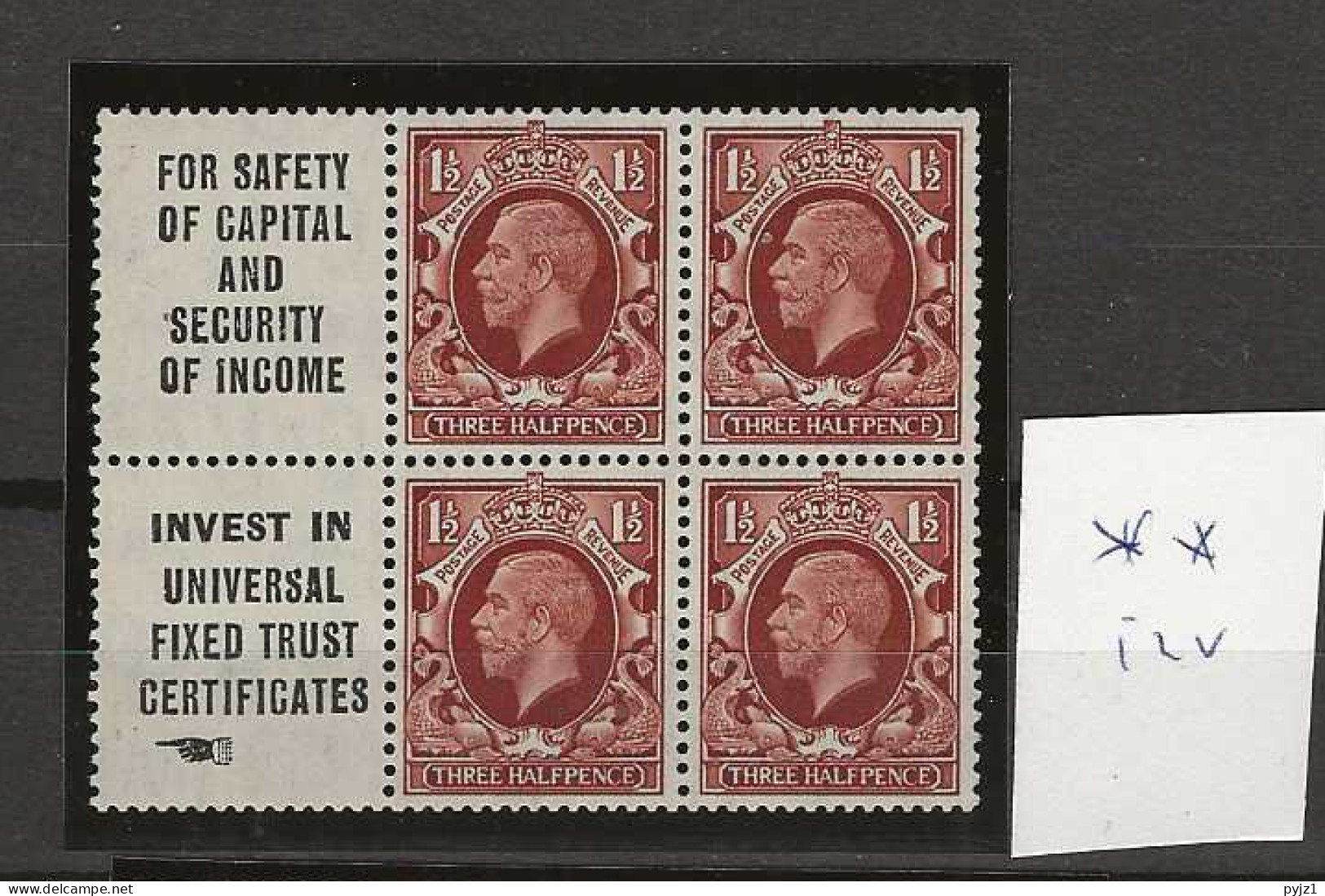 1934 MNH Great Britain SG 441e Booklet Pane - Ungebraucht