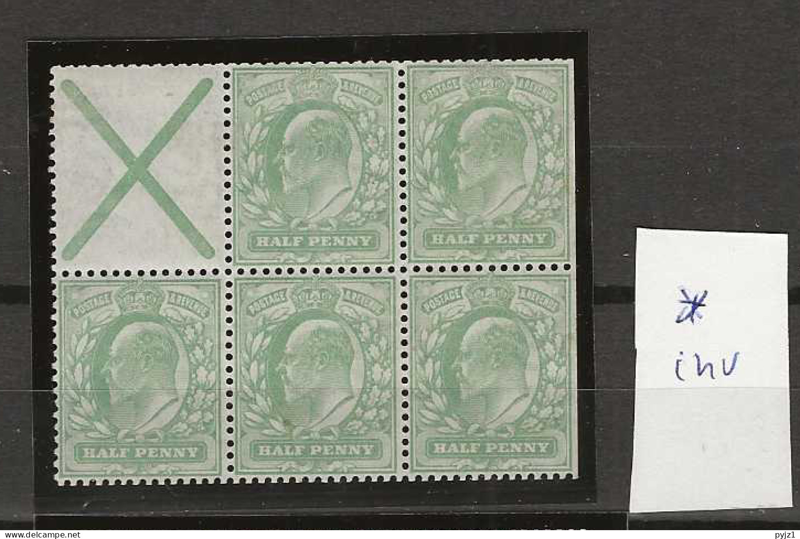 1902 MH Great Britain SG 218bw Booklet Pane - Unused Stamps