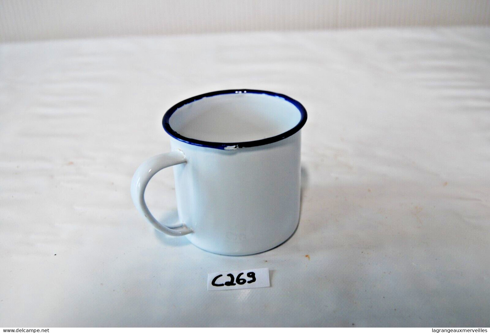 C269 Belle Tasse En Métal - Liseret Bleu - Kopjes