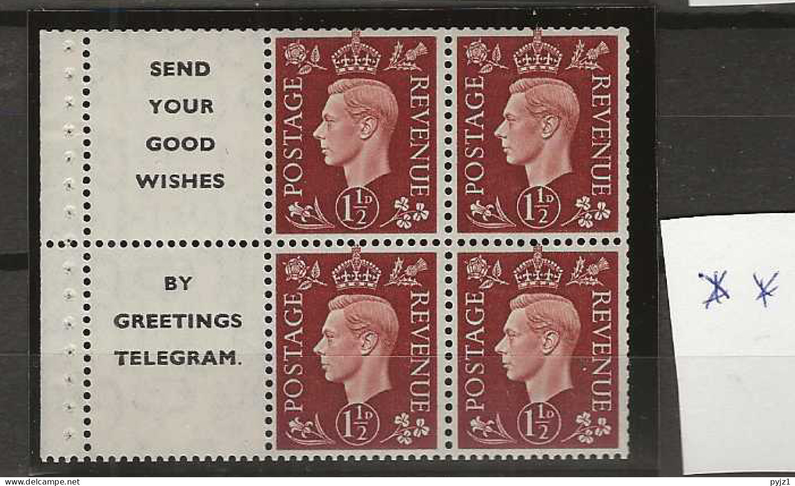 1937 MNH GB, Booklet Pane With Selfedge - Ungebraucht