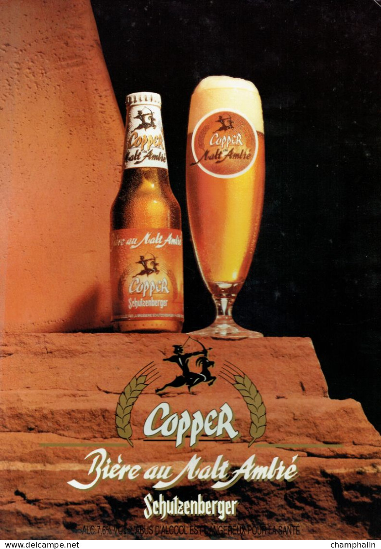 Plaque Publicitaire En Carton - Bière Au Malt Ambré Schutzenberger Copper - Présentoir Publicité - Targhe Di Cartone