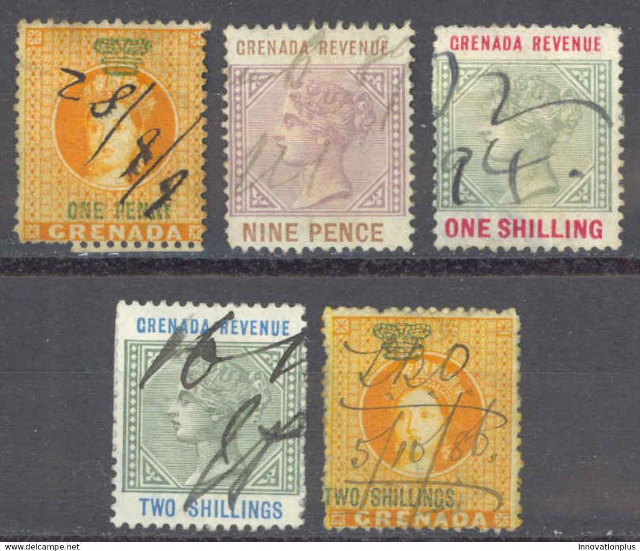 Grenada Used Lot/5 1p-2sh Queen Victoria Revenues - Grenade (...-1974)