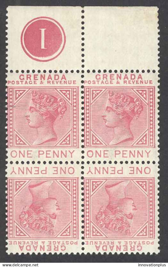 Grenada Sc# 30a Tete Beche MNH Block/4 (a) 1887 1p Rose Queen Victoria - Grenade (...-1974)