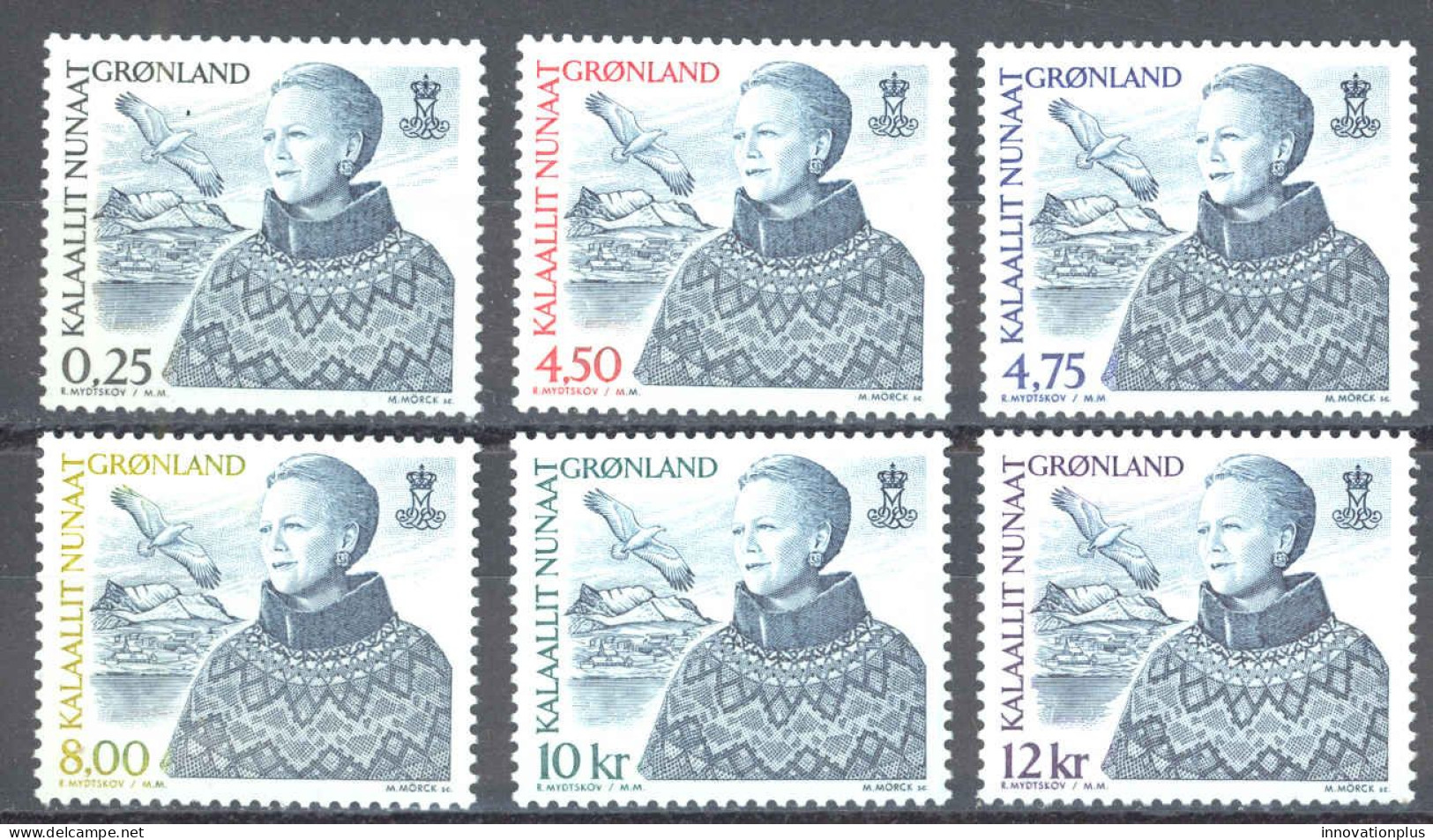 Greenland Sc# 364, 367, 372-375 Used 2000-2002 Queen Margrethe - Used Stamps